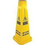 Genuine Joe GJO58880 Caution Safety Cone, 4-Sided, 10 in. x 10 in. x 24 in., Yellow