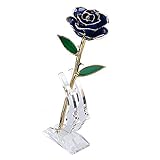 Sumnacon Authenticローズ – Real Rose with Long Stem Dipped in 24 Kゴールド、ラッカー塗装レッドローズwithローズスタンド、ギフトボックス、