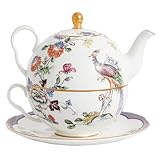 【正規輸入品】 ウェッジウッド ワンダーラスト フォーチュン 食器セット ティーフォーワン (ティーポット ・ ティーカップ & ソーサー) 2点セット 一人用 結婚祝い プレゼント 1069362