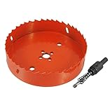 ホールソー，SODIAL(R)正方形のシャンクとホールソーとドリル　バイメタル　150 mm 　赤