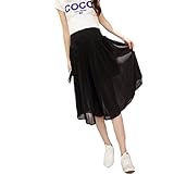 Spinas(スピナス) レディース マタニティ シフォン プリーツ 七分 スカウチョ 4Color 【ブラック グレー ピンク ホワイト】妊婦さんだっておしゃれを楽しみたい！妊娠初期から産後まで、長