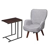 【セット買い】脚付き ミドルバック 回転座椅子 LKR-GY + サイドテーブル(大) GST4530-BR