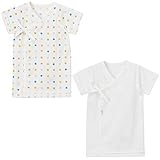 ミキハウス（ベビー）(mikihouse) ピュアベール 天使のはぐ 天竺短肌着２枚セット（水玉+無地[白]） 60cm ブルー（15）