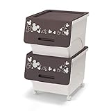 [ベルメゾン] ディズニーキャスター 収納 ケース ミッキーマウス ブラウン×ホワイト タイプ：２段