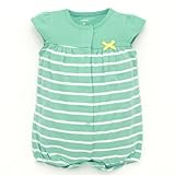 Carter's (カーターズ) キャップスリーブ ストライプ フロントスナップ ロンパース エメラルドグリーン (12m)