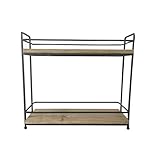 二重装飾ラック小型鍛造鉄クリエイティブホームデコレーションディスプレイラック多肉植物ポットデスクトップ (色 : 黒)