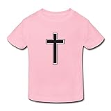 星 ２～６歳子供 半袖 男女兼用 十字架 キリスト教 宗教 神様 オリジナル ティー Tシャツ Pink 5-6 Toddler