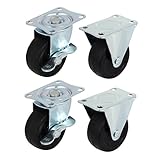 uxcell 剛体キャスターホイール　スイベルブレーキキャスターホイール　4ホール　2剛体　2スイベル・ブレーキ　4 in 1