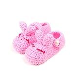 Elee Chinese Traditional Handmade Crochet Baby Crib Shoes Velvet Prewalker Infant Sole Rabbit (0-12 