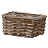 ラタンバスケット モンデリック 【スクエア型/34cm】 籐製 〔屋外/ガーデニング用品/園芸〕