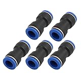 uxcell　クイックコネクタ　プッシュインコネクタ　5個入り　ブラック　ブルー　プラスチック　金属　14mm　空気圧継手