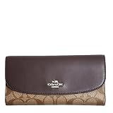 コーチ COACH 財布 長財布 レディース アウトレット PVCコーティングキャンバス×レザー シグネチャー ラグジュアリー チェックブック F57319 IMMQ4 カーキ×オックスブラッド コー