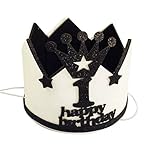 パーティーパーク 【人気商品】ベビー キッズ 1歳 3歳 100日 記念日 誕生日 バースデー ミニフェルト 王冠 ヘアーアクセサリー ヘアバンド男女兼用 写真 撮影 カラー (ホワイト ゴールド ブ