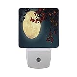 Alaza Autumn MapleツリーFull Moon LED Night Light Dusk to Dawnセンサープラグin Night Home Decorデスクランプfor Adult