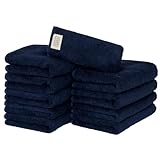 【Amazon.co.jp限定】タオル研究所 [毎日シンプル] #001 フェイスタオル スペースネイビー 10枚セット 高速吸水 速乾 綿