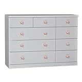 アルファタカバ ディズニー家具シリーズ セレクトミッキー 120cm幅4段ホワイト 取っ手北欧パウダーピンク