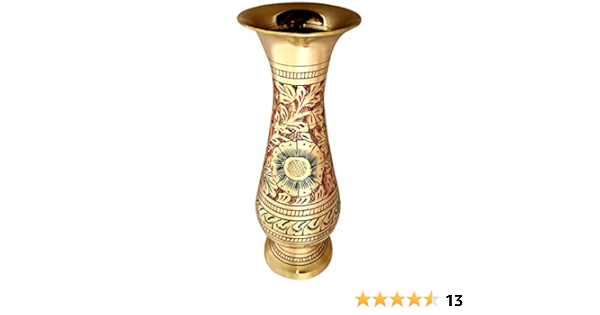 Amazon Co Jp 真鍮製 高さ8インチの花瓶 珍しいインドの飾り 魅力的なナッカシ 愛らしい収集品 ドライフラワー用 水充填にはお勧めしません ホーム キッチン