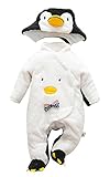 (コ-ランド) Co-land 着ぐるみ ベビー服 赤ちゃん ロンパース キッズ 可愛い 動物 コスチューム 防寒着 撮影 出産祝い 新生児 カバーオール 男の子 女の子 ペンギン白 90
