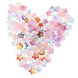 iplusmile 桜 ビーズ 1.1cm 150個セット グラデーション ガラスビーズ 透明 花型 スペーサー 花座 キャップ 通し穴付き DIY ハンドメイド アクセサリー パーツ 手芸 ブレスレット