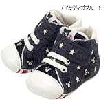 ミキハウスダブルB(mikihouse）　プチ刺繍柄★ファーストベビーシューズ　63-9305-783 (11.5cm, インディゴブルー)