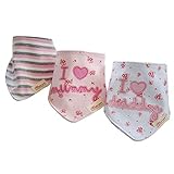 Set of 3 Baby Bandana Bibs Super Soft 100% Cotton Drool Scarf Girls Towels by mom's care