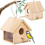 CHASO 野鳥の巣箱 ミニ 小型 小鳥用 鳥の巣 鳥小屋 鳥かご 止まり木 シジュウカラ 木製