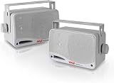 Pyle Bluetooth スピーカー 壁掛け 防水 屋外 スピーカー 3.5インチ 3WAY ワイヤレス 200W 4Ω ウォールマウント 天井 壁用 ペア 6ヶ月保証 ホワイト