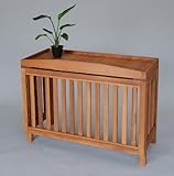 エアコン室外機カバー匠・たて格子（色：チーク）ヒバ材・木製【大型対応】