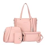 Vin Beauty 女性 ハンドバッグ+ショルダーバッグ+財布+カードホルダー 4個セット トートハンドバッグ 化粧ポーチ