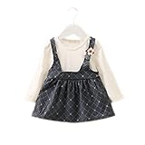 FEVON ワンピース　ベビー服 子供服 女の子　長袖　春　秋　サロペット　重ね着風　フェイクレイヤード　キッズ スカート 新生児　赤ちゃん　チェック柄　小花柄　ドレス　入学式 入園式　七五三　出産祝