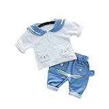 Pojour ベビー服 女の子男の子 可愛い上下セット キッズ海軍風のストライプスーツ 赤ちゃんパジャマ 丸首　シャツ+ロングパンツ スポーツスーツ 長袖 春秋 出産祝い