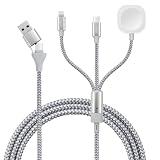 ELUTENG 3 in 2 Apple Watch 充電器 急速充電 充電ケーブル 3in2 Phone Watch用充電ケーブル USB Type C iPhone アップルウォッチ 3台同時充電 磁気充電コード アップルウォッチ 充電器 iWatch Series 8/7/6/SE/5/4用 各種対応 ナイロン編組 持ち運び便利 1.8M [並行輸入品]