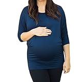 Malada妊娠マタニティ服授乳トップス授乳カジュアル長袖Tシャツ 1XL/15W ブルー