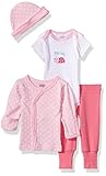 Luvable Friends Baby Preemie 4 Pieceパンツ、ボディスーツ、シャツ、キャップセット US サイズ: XS カラー: ピンク