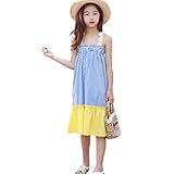 [XINXIKEJI]子供服 女の子ドレス サマードレス ストライプ 肩ひも ドレス 女の子 子供ワンピース キッズ服 お姫様ドレス ガールズワンピース お洒落 お誕生日 結婚式 100cm