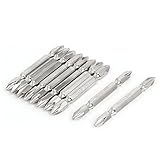 uxcell　プラスドライバービット　二重端　65mm長　マグネット　PH2　10本入り　シルバートーン