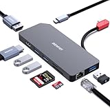BENFEI 9-in-1 ポータブル ドッキング ステーション、USB C MST ハブ - HDMI DisplayPort デュアル モニター/3*USB Type-A/1*USB Type-C(10Gbps+100W PD)/SD/TF カード リーダー/1*RJ45 互換 MacBook Pro/Air 2023、iMac搭載
