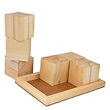 hashcartマルチカラー木製正方形ブロックセットof 6 with木製トレイfor Home Decor /オフィス/紙重量