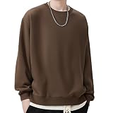 [SLEEPSINERO] トレーナー メンズ スウェット 冬服 【ゆったり体型カバー・着痩せ】 大きいサイズ クルーネック 綿 長袖tシャツ カジュアル コットン 無地 パーカー ベーシック おしゃれ 秋冬春 スポーツ 通勤通学 登山 (M,コーヒー【NEW】)