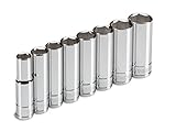 TEKTON 1240 3/8' Drive Deep Socket Set, 10-19mm, Metric, Cr-V, 8 Sockets [並行輸入品]