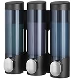 【全ての壁に対応】シャンプーディスペンサー 壁掛け マグネット シャンプーボトル 風呂 ソープディスペンサー 両面テープ 強力 粘着 RANKADO (3連 x 340ml, ブラック)