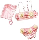 (コ-ランド) Co-land ベビー水着 女の子 セパレート ショーツ キャップ付き 3点セット キッズ水着 フラワー みずぎ スイムウエア 子供用 ガールズ ピンク L