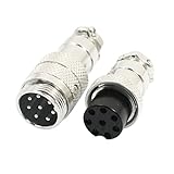 zspowertech　アビエーションコネクタプラグ　ケーブルコネクタ　シルバートーン　ブラック　金属　ゴム　69x18mm　GX16-8　250V 5A 8P 16mm