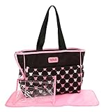 Disney Minnie Mouse Toss Icon Print, Diaper Bag Tote, Pink/Black by Disney