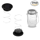 Mason Jar Light iThird 3 Pack 10 LED Solar Powered Fairy Lights Lids Multicolored for Christmas Wedd