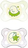 MAM Glows in the dark 暗闇で光る おしゃぶり ２個セット ０－６ヶ月用 (グリーン ひよこ) [並行輸入品]