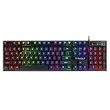 RGB Feel Mediaバックライトキーボード専用制御機械薄膜マルチメディアゲーム 無線 テンキー レス キーボード (black, One Size)