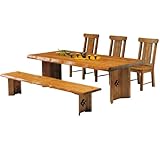 送料込 ダイニング5点セット 幅200 シンプル ダイニングセット 5人用 ダイニング 組立品 ブラウン ナチュラル 無垢材 5点 5点セット 家族5人【テーブル+チェア3脚+ベンチ】ASA-065