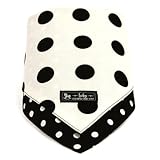赤ちゃんにやさしい安心スタイ・ビブ・よだれかけ（ハンカチ・日本製）　polka dot large（white）　×　水玉・ブラック　B0404800
