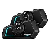 FODSPORTS バイク インカム T1 バイク用インカム Bluetooth5.4 5重ノイズキャンセル FMラジオ 音楽共有 2人同時通話 通信自動復帰 他のインカムと接続可能 IP67防水 Siri対応 ヘルメットヘッドセット 付属品付きType-C充電 日本語音声案内&取説 技適マーク認証済み（2台）